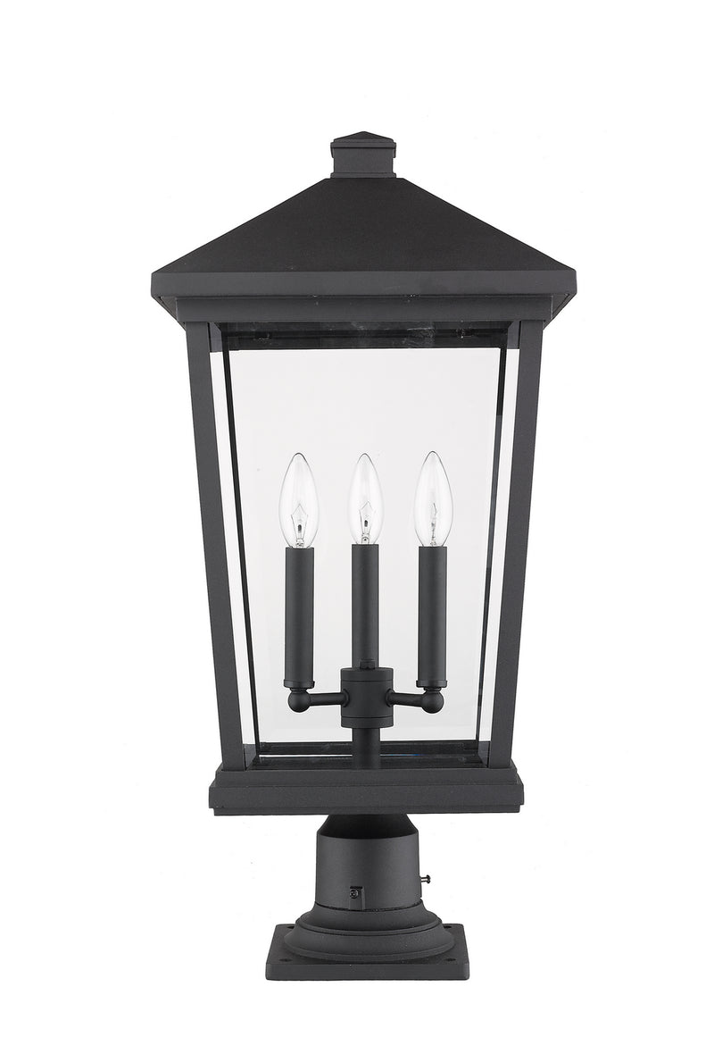 Z-Lite 568PHXLR-533PM-BK Three Light Outdoor Pier Mounted Fixture, Black
