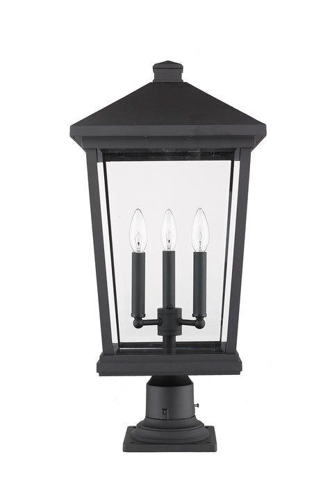 Z-Lite 568PHXLR-533PM-BK Three Light Outdoor Pier Mounted Fixture, Black
