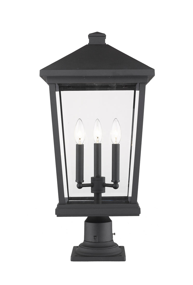 Z-Lite 568PHXLR-533PM-BK Three Light Outdoor Pier Mounted Fixture, Black