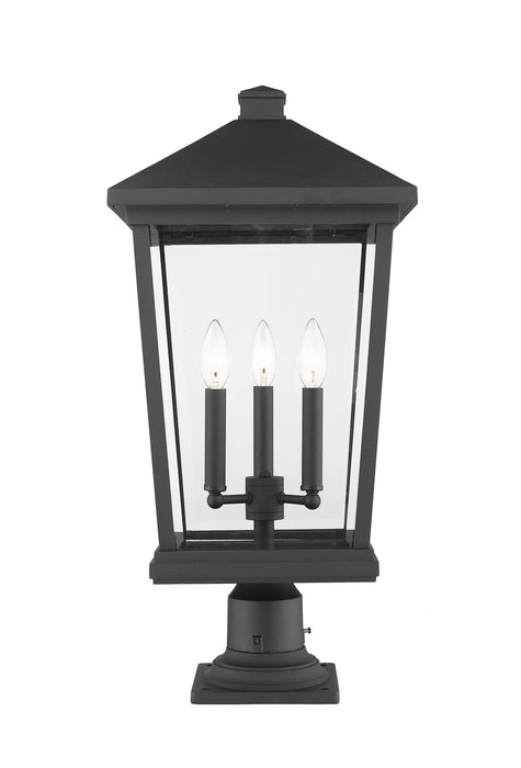 Z-Lite 568PHXLR-533PM-BK Three Light Outdoor Pier Mounted Fixture, Black