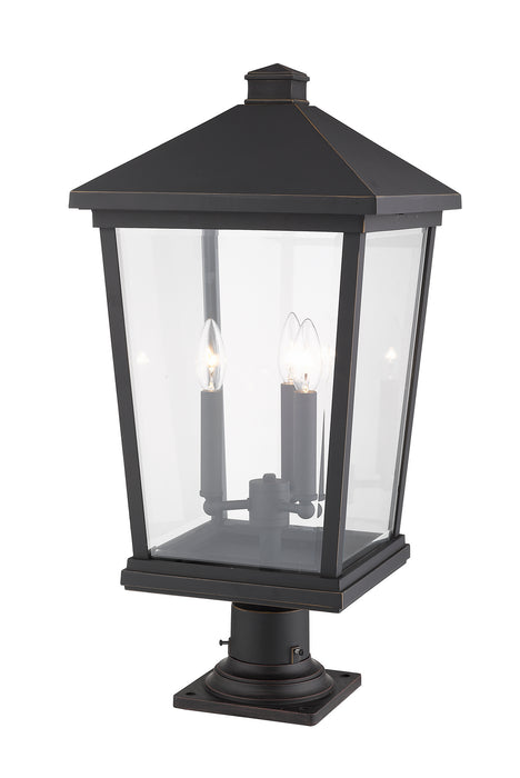 Z-Lite 568PHXLR-533PM-ORB Three Light Outdoor Pier Mounted Fixture, Oil Rubbed Bronze