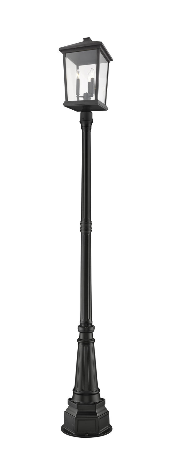 Z-Lite 568PHXLR-564P-BK Three Light Outdoor Post Mounted Fixture, Black