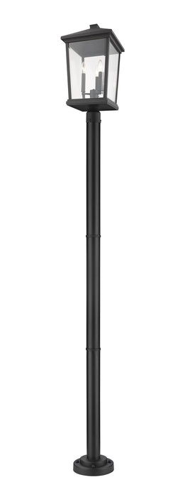 Z-Lite 568PHXLR-567P-BK Three Light Outdoor Post Mounted Fixture, Black