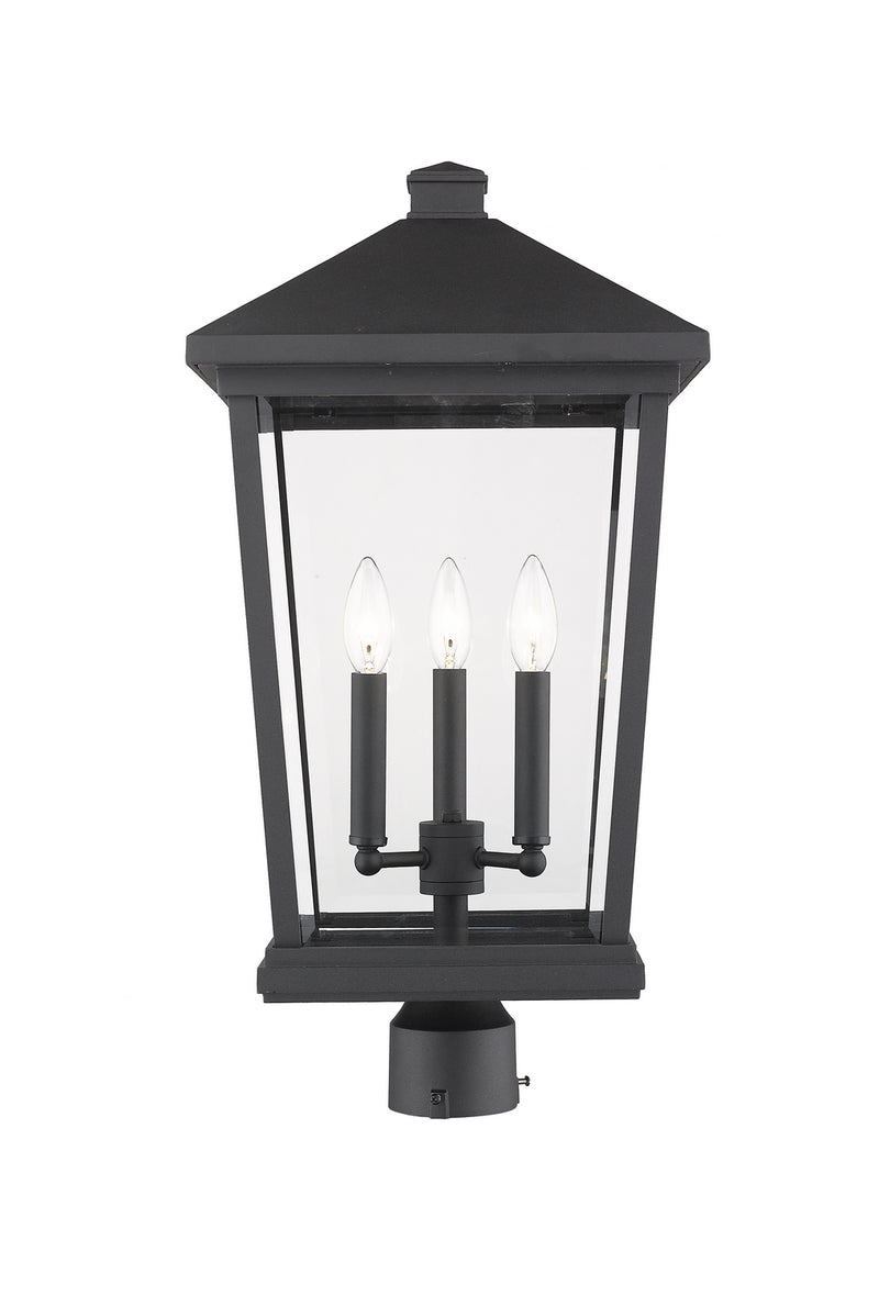Z-Lite 568PHXLR-BK Three Light Outdoor Post Mount Fixture, Black