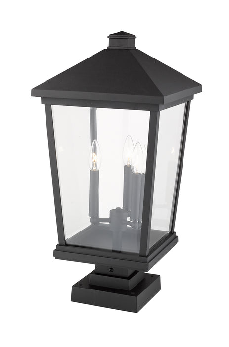 Z-Lite 568PHXLS-SQPM-BK Three Light Outdoor Pier Mounted Fixture, Black