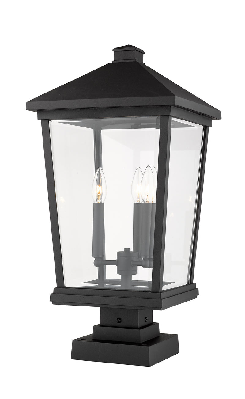 Z-Lite 568PHXLS-SQPM-BK Three Light Outdoor Pier Mounted Fixture, Black