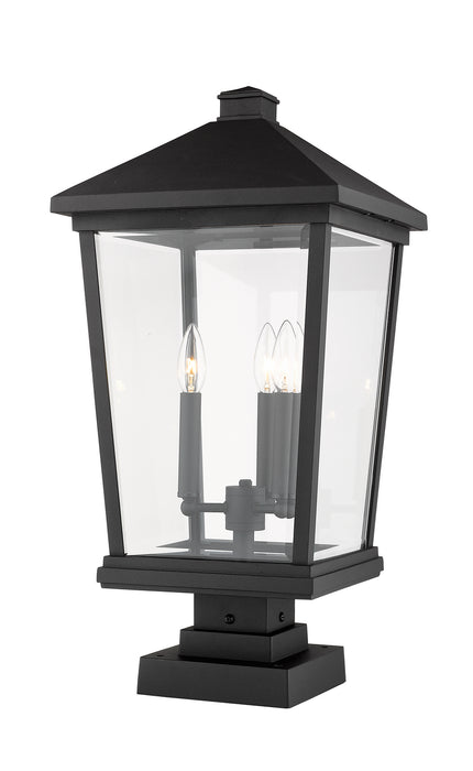 Z-Lite 568PHXLS-SQPM-BK Three Light Outdoor Pier Mounted Fixture, Black