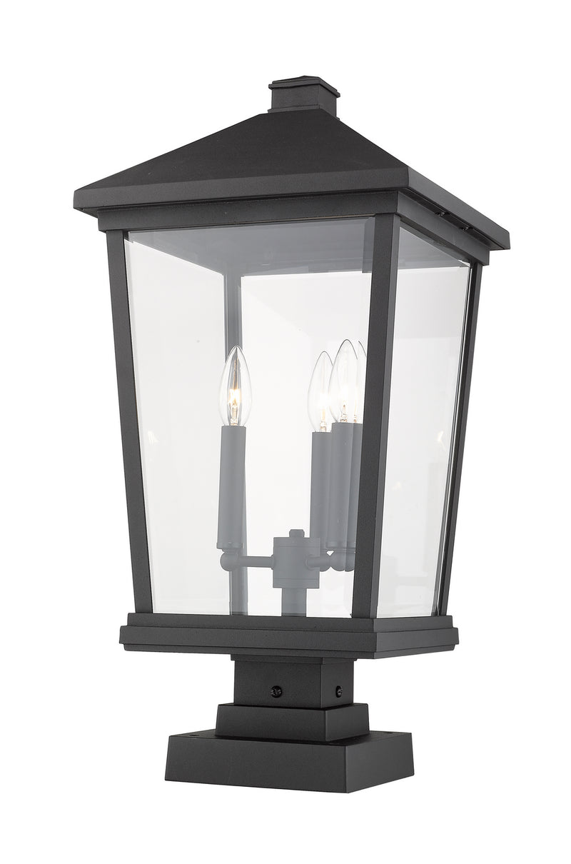 Z-Lite 568PHXLS-SQPM-BK Three Light Outdoor Pier Mounted Fixture, Black