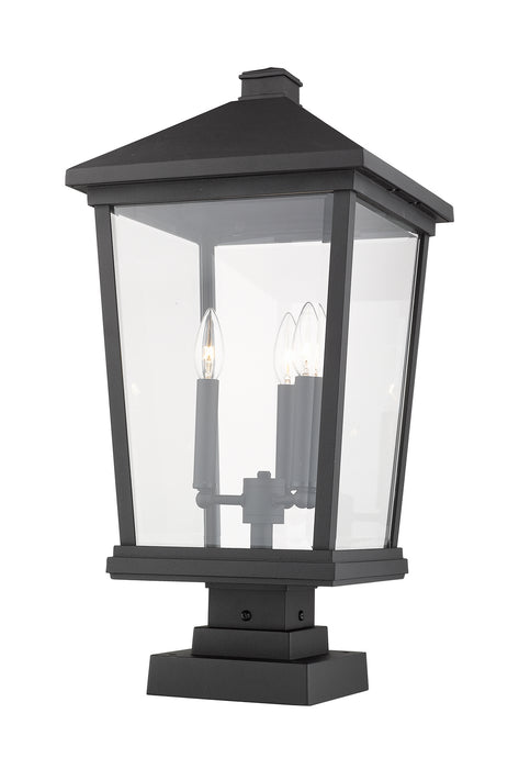 Z-Lite 568PHXLS-SQPM-BK Three Light Outdoor Pier Mounted Fixture, Black