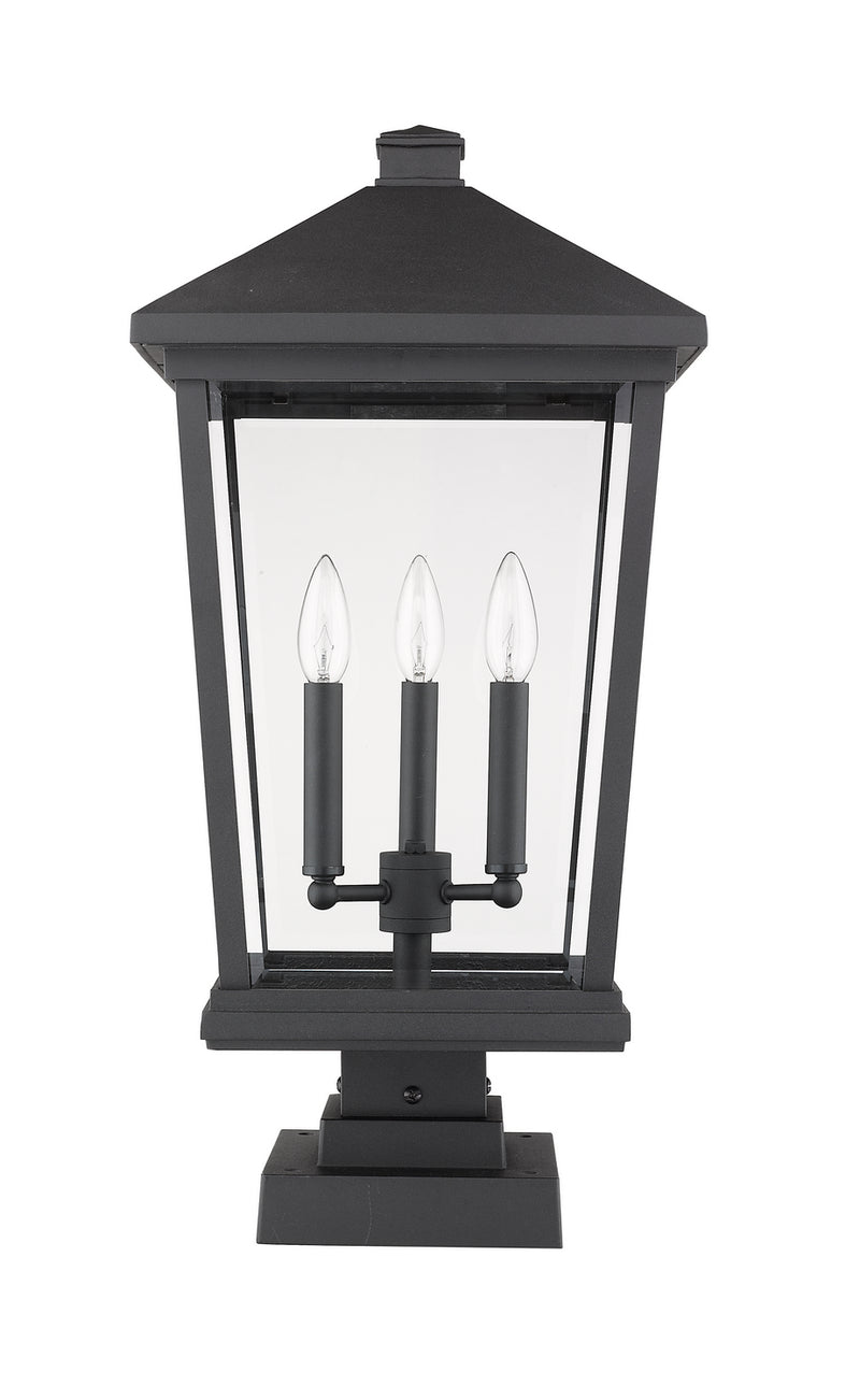 Z-Lite 568PHXLS-SQPM-BK Three Light Outdoor Pier Mounted Fixture, Black