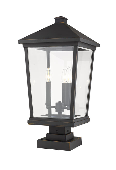 Z-Lite 568PHXLS-SQPM-ORB Three Light Outdoor Pier Mounted Fixture, Oil Rubbed Bronze