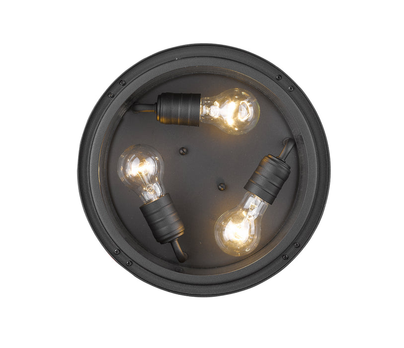 Z-Lite 570F-BK Three Light Outdoor Flush Mount, Black