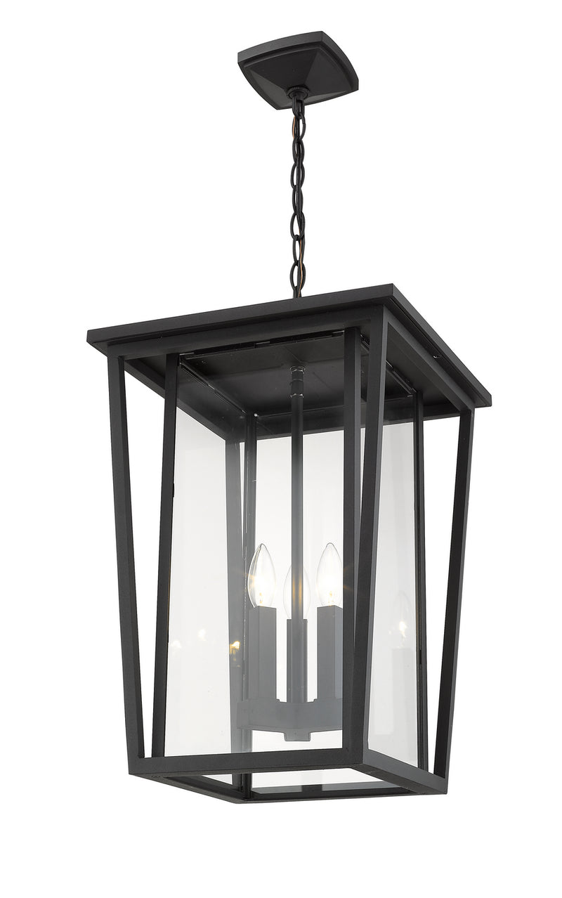 Z-Lite 571CHXL-BK Three Light Outdoor Chain Mount Ceiling Fixture, Black