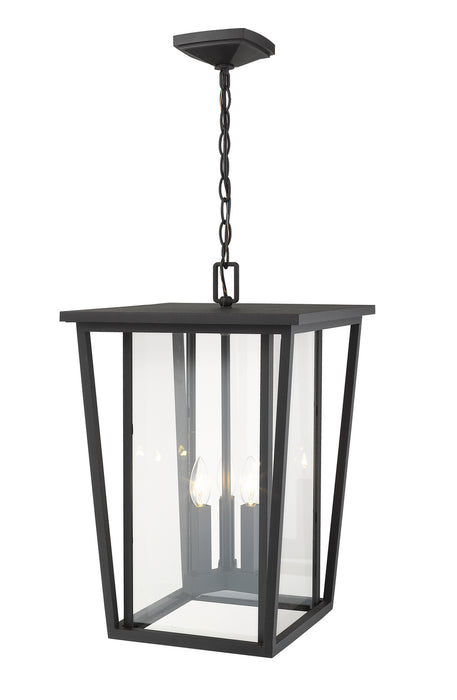 Z-Lite 571CHXL-BK Three Light Outdoor Chain Mount Ceiling Fixture, Black
