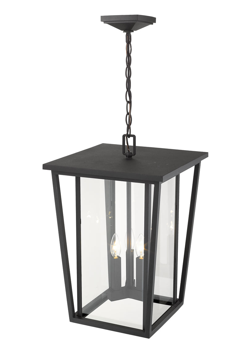 Z-Lite 571CHXL-BK Three Light Outdoor Chain Mount Ceiling Fixture, Black
