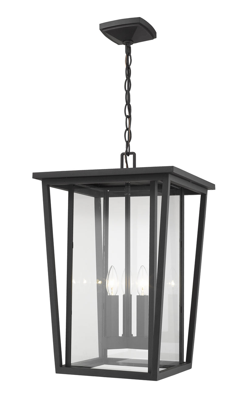 Z-Lite 571CHXL-BK Three Light Outdoor Chain Mount Ceiling Fixture, Black