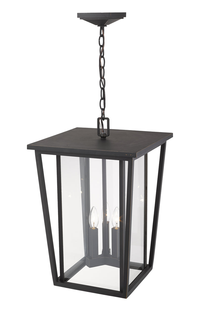Z-Lite 571CHXL-ORB Three Light Outdoor Chain Mount Ceiling Fixture, Oil Rubbed Bronze