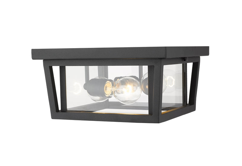 Z-Lite 571F-BK Three Light Outdoor Flush Mount, Black