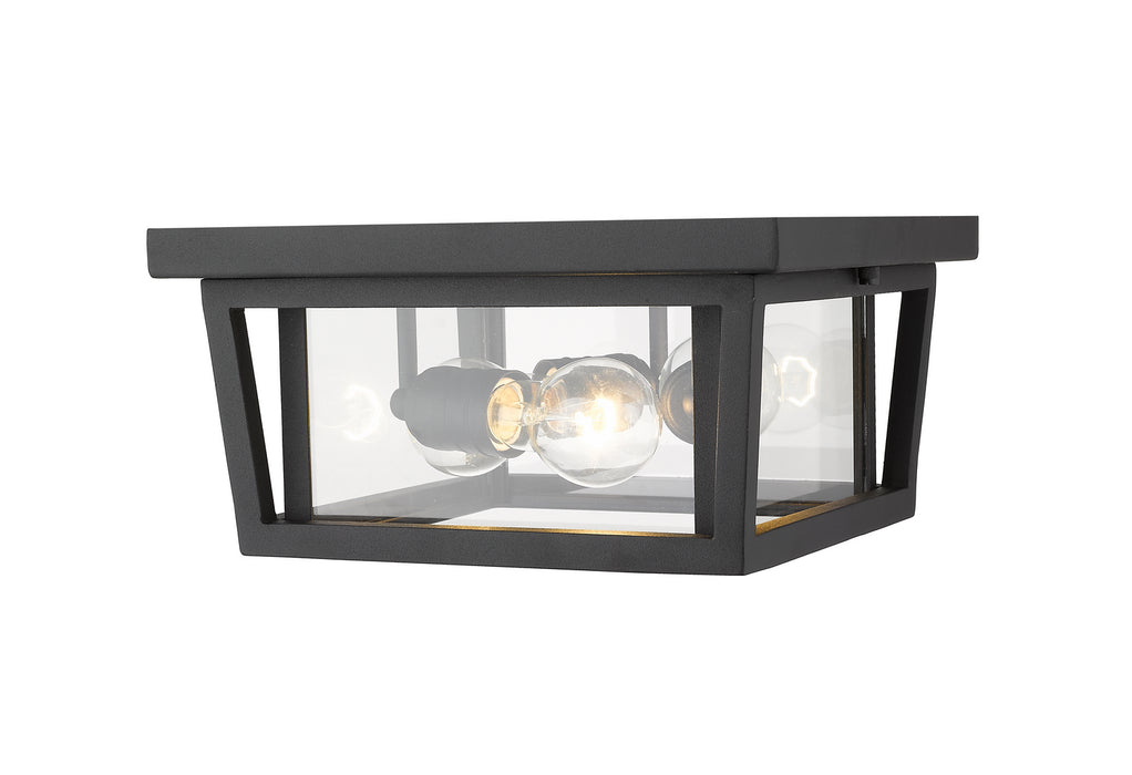 Z-Lite 571F-BK Three Light Outdoor Flush Mount, Black