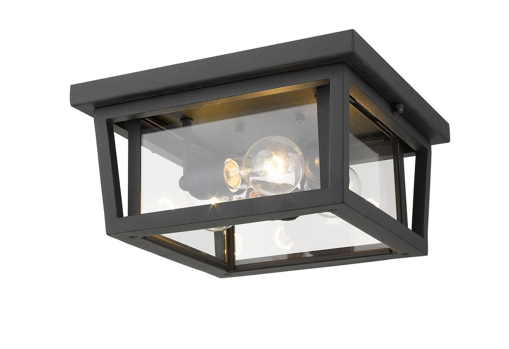Z-Lite 571F-BK Three Light Outdoor Flush Mount, Black