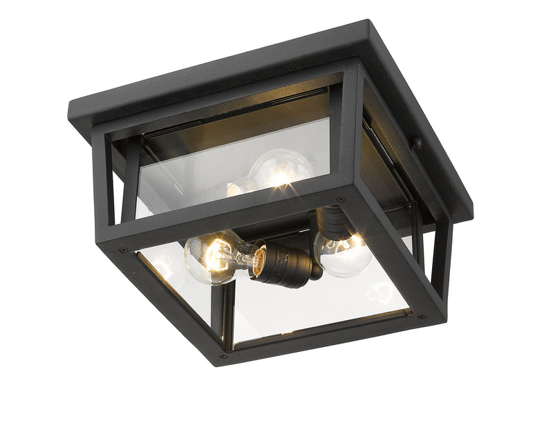 Z-Lite 571F-BK Three Light Outdoor Flush Mount, Black