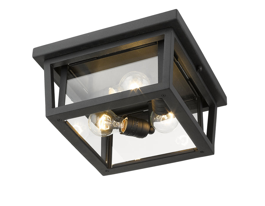 Z-Lite 571F-BK Three Light Outdoor Flush Mount, Black