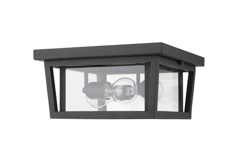 Z-Lite 571F-BK Three Light Outdoor Flush Mount, Black