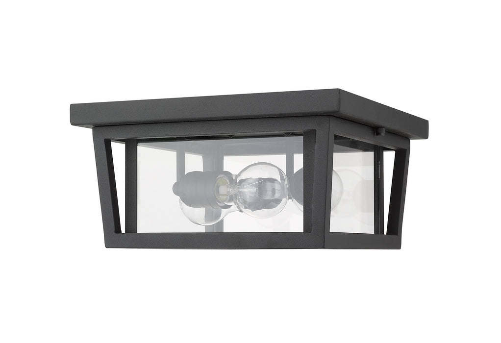 Z-Lite 571F-BK Three Light Outdoor Flush Mount, Black