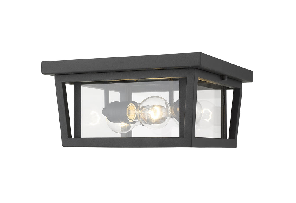 Z-Lite 571F-BK Three Light Outdoor Flush Mount, Black