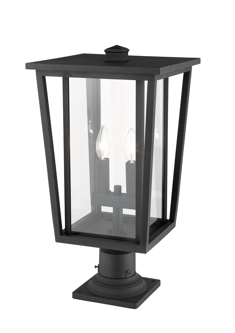 Z-Lite 571PHBR-533PM-BK Two Light Outdoor Pier Mounted Fixture, Black