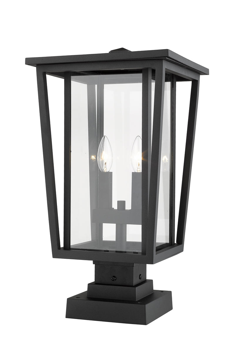 Z-Lite 571PHBS-SQPM-BK Two Light Outdoor Pier Mounted Fixture, Black