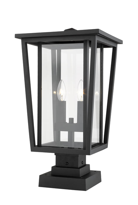 Z-Lite 571PHBS-SQPM-BK Two Light Outdoor Pier Mounted Fixture, Black