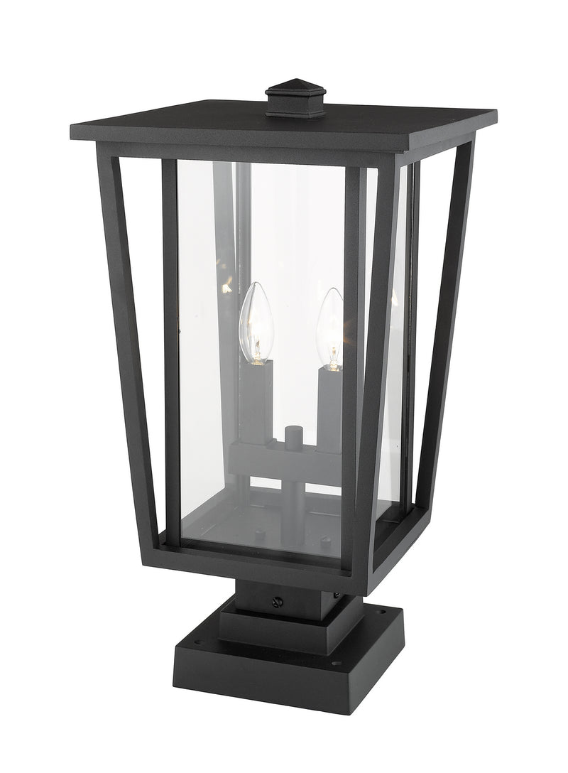 Z-Lite 571PHBS-SQPM-BK Two Light Outdoor Pier Mounted Fixture, Black