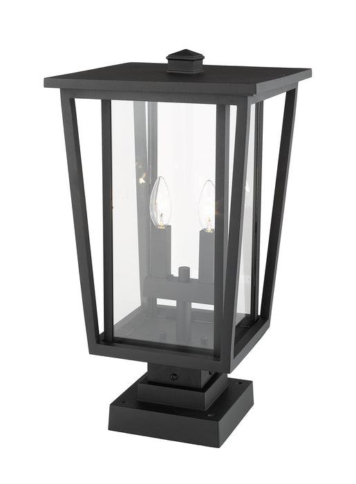 Z-Lite 571PHBS-SQPM-BK Two Light Outdoor Pier Mounted Fixture, Black