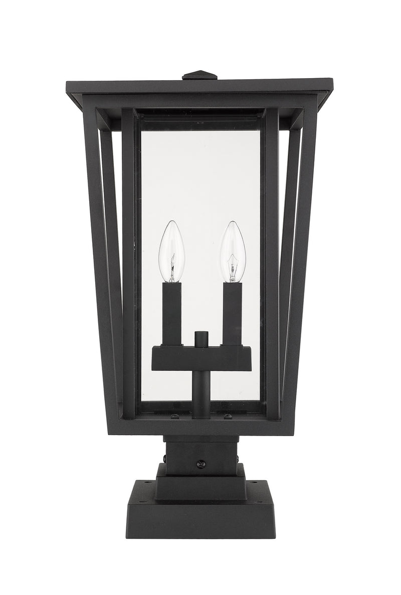 Z-Lite 571PHBS-SQPM-BK Two Light Outdoor Pier Mounted Fixture, Black