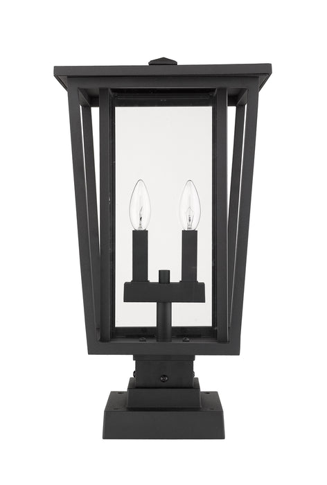 Z-Lite 571PHBS-SQPM-BK Two Light Outdoor Pier Mounted Fixture, Black