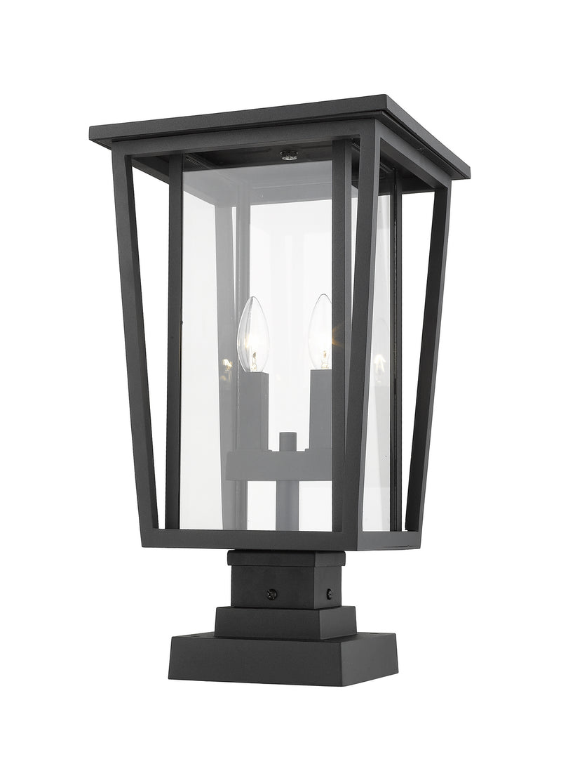 Z-Lite 571PHBS-SQPM-BK Two Light Outdoor Pier Mounted Fixture, Black