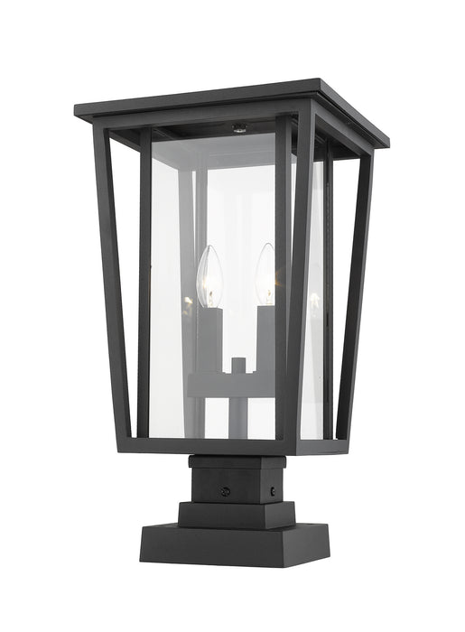 Z-Lite 571PHBS-SQPM-BK Two Light Outdoor Pier Mounted Fixture, Black