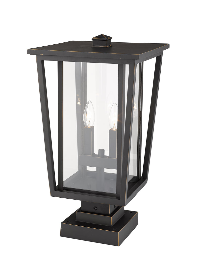 Z-Lite 571PHBS-SQPM-ORB Two Light Outdoor Pier Mounted Fixture, Oil Rubbed Bronze