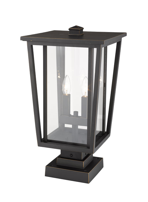 Z-Lite 571PHBS-SQPM-ORB Two Light Outdoor Pier Mounted Fixture, Oil Rubbed Bronze