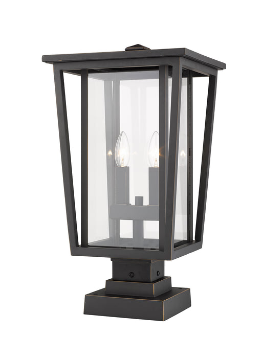 Z-Lite 571PHBS-SQPM-ORB Two Light Outdoor Pier Mounted Fixture, Oil Rubbed Bronze