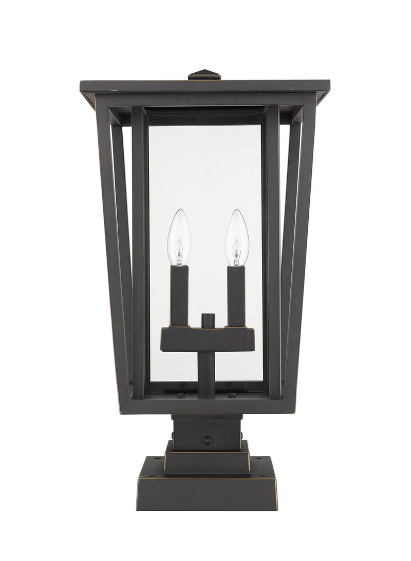 Z-Lite 571PHBS-SQPM-ORB Two Light Outdoor Pier Mounted Fixture, Oil Rubbed Bronze