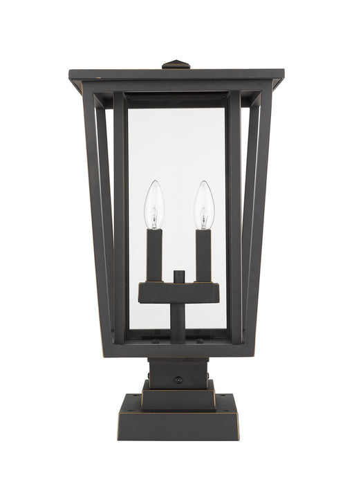 Z-Lite 571PHBS-SQPM-ORB Two Light Outdoor Pier Mounted Fixture, Oil Rubbed Bronze