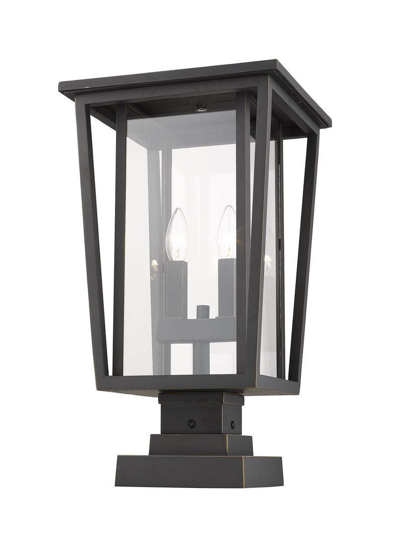 Z-Lite 571PHBS-SQPM-ORB Two Light Outdoor Pier Mounted Fixture, Oil Rubbed Bronze
