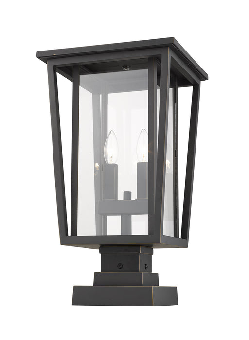 Z-Lite 571PHBS-SQPM-ORB Two Light Outdoor Pier Mounted Fixture, Oil Rubbed Bronze