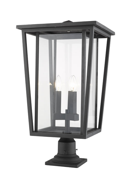 Z-Lite 571PHXLR-533PM-BK Three Light Outdoor Pier Mounted Fixture, Black