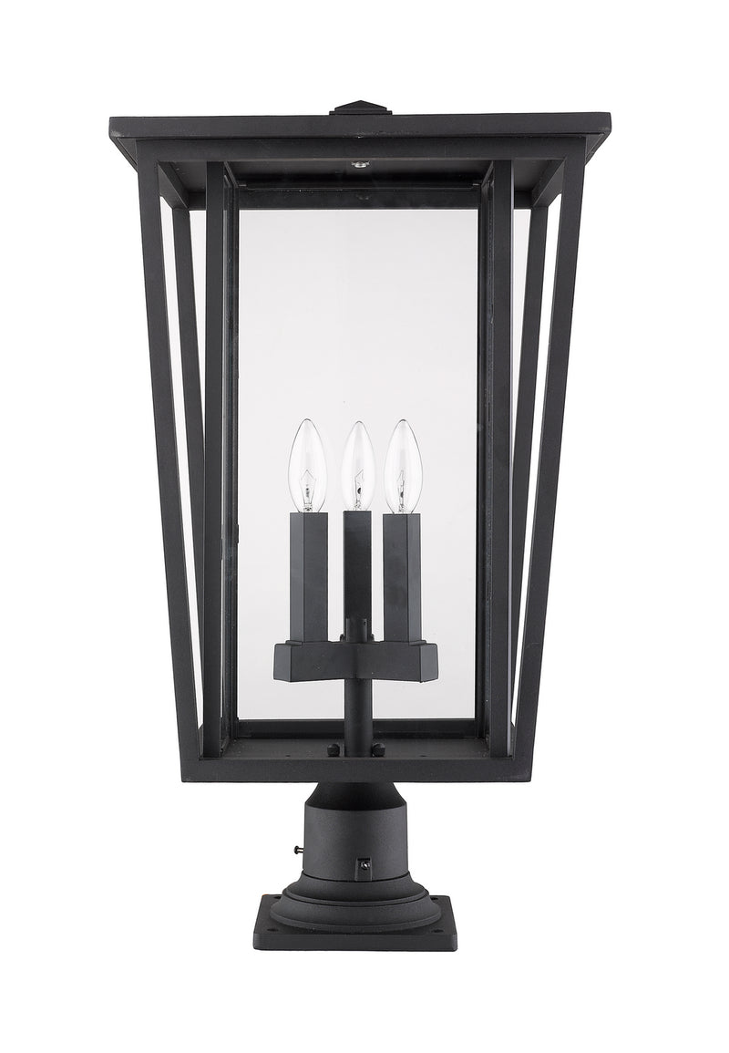 Z-Lite 571PHXLR-533PM-BK Three Light Outdoor Pier Mounted Fixture, Black