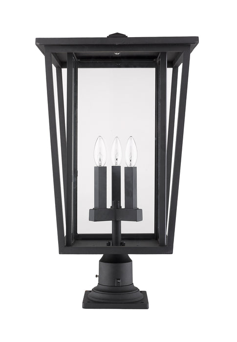 Z-Lite 571PHXLR-533PM-BK Three Light Outdoor Pier Mounted Fixture, Black