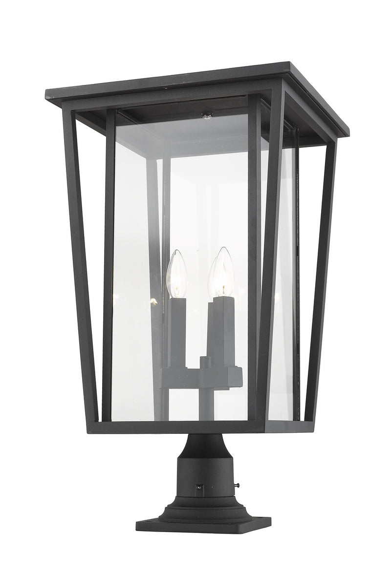 Z-Lite 571PHXLR-533PM-BK Three Light Outdoor Pier Mounted Fixture, Black