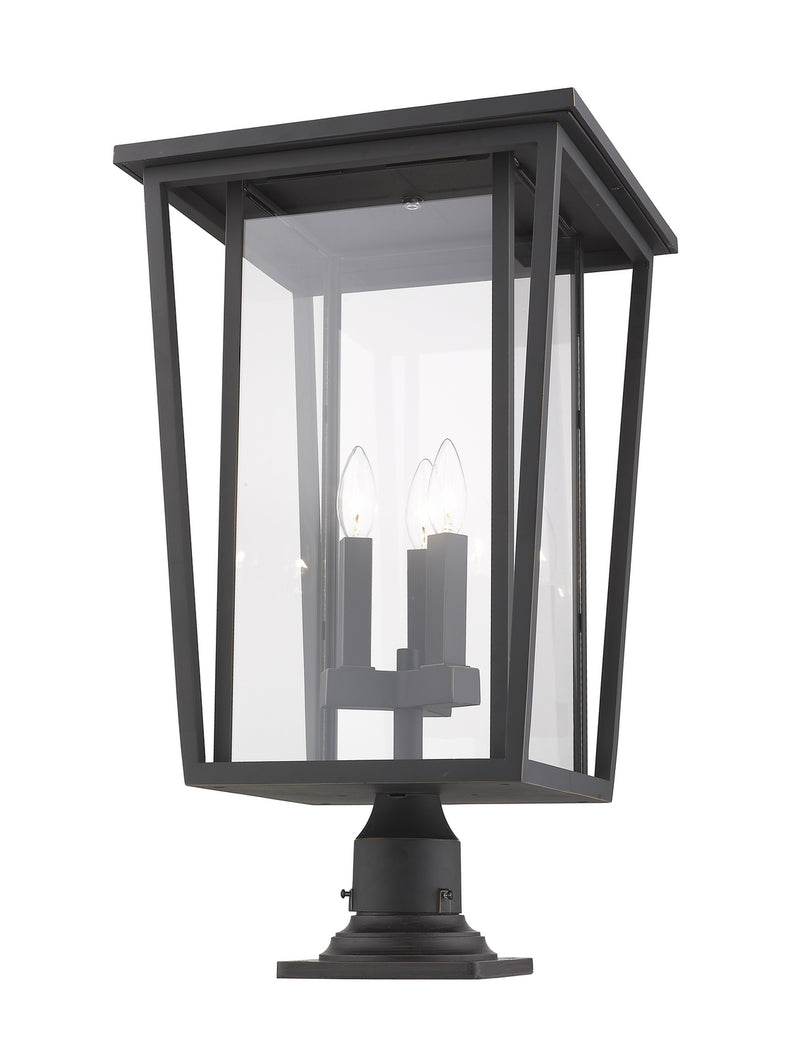 Z-Lite 571PHXLR-533PM-ORB Three Light Outdoor Pier Mounted Fixture, Oil Rubbed Bronze